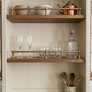 Unlacquered Brass Gallery Rail for Shelves - Vintage Farmhouse Style.