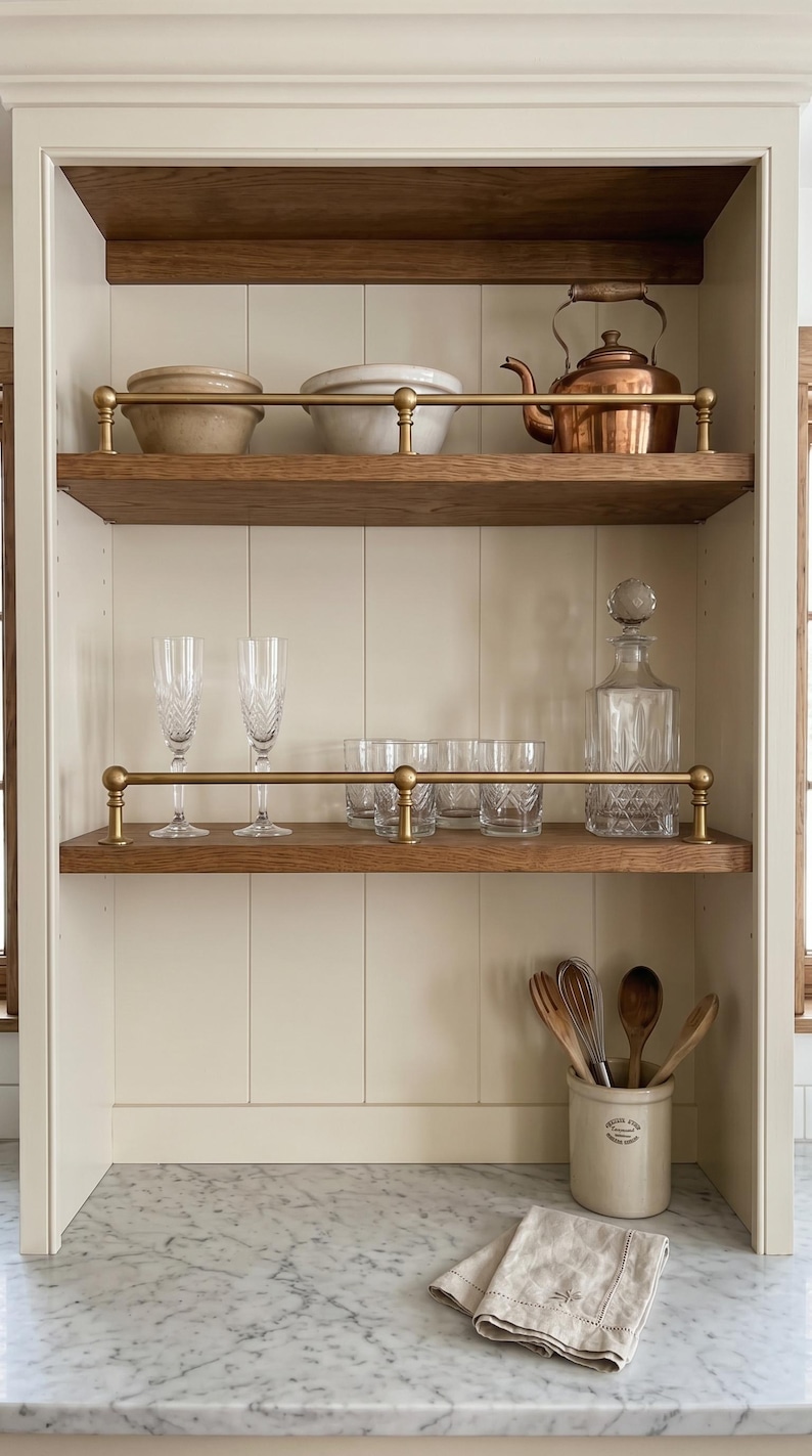 Unlacquered Brass Gallery Rail for Shelves - Vintage Farmhouse Style ...