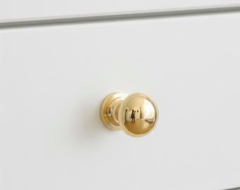 Unlacquered Brass Ball Cabinet Knobs, Drawer knobs.