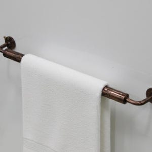 Handcrafted Engraved Solid Copper Bathroom Towel Bar, Hand towel holder.