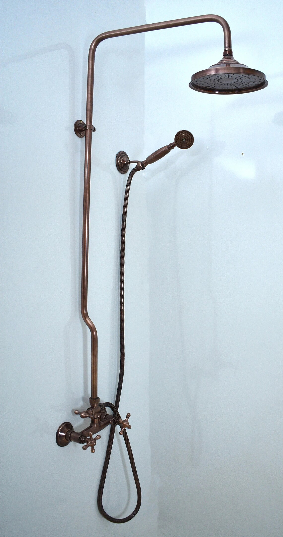 Exposed Copper Shower System With Round Copper Showerhead Etsy