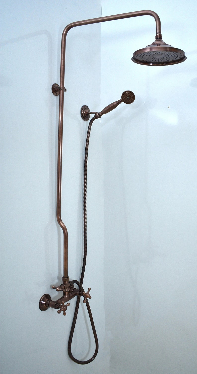 Exposed Copper Shower System With Round Copper Showerhead Etsy