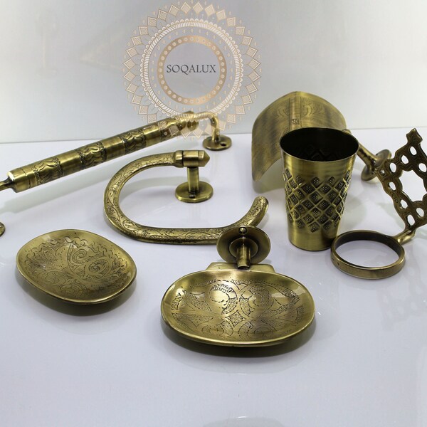 Antique Brass Bathroom Accessories Etsy