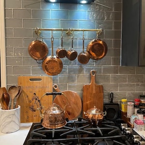 Rustic Brass Pot Rack - Handmade Wall-Mounted Vintage Kitchen Organizer, Unlacquered Design for Home Décor And Storage