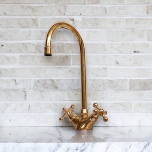 Unlacquered solid brass kitchen faucet , kitchen sink , sink , brass sink faucet , brass kitchen faucet , faucet , sink faucet