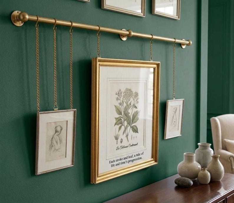 Visual Arts Rails Unlacquered Solid Brass Picture Rail Hanging Kit, Gallery Wall Display ...