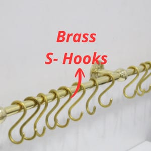 Unlacquered Solid Brass and copper S-Hooks, Kitchen Utensil.