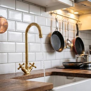 Unlacquered Solid Brass kitchen Faucet, Bar faucet, Sink Single Hole.