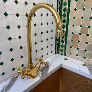 Unlacquered solid brass kitchen faucet , kitchen sink , sink , brass sink faucet , brass kitchen faucet , faucet , sink faucet