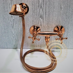 Red copper Shower System and Handheld Shower with vintage design Fits Any Bathroom in different shapes and styles