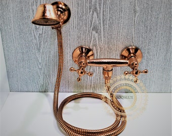 Red copper Shower System and Handheld Shower with vintage design Fits Any Bathroom in different shapes and styles