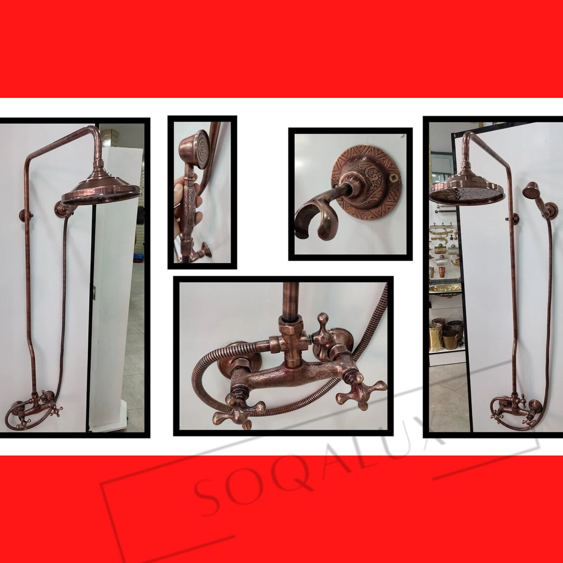 Exposed Copper Shower System With Round Copper Showerhead Etsy