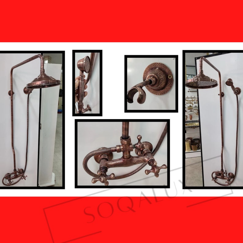 Exposed Copper Shower System With Round Copper Showerhead Etsy