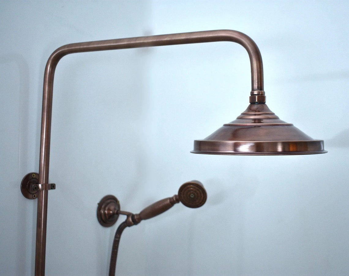 Exposed Copper Shower System With Round Copper Showerhead Etsy