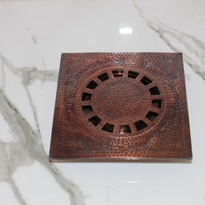 Floor Drain - Solid Copper Shower Drain, Unlacquered Square Design for Luxury Bathrooms And Shower Upgrade