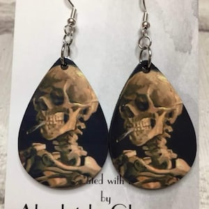 Van Gogh Earrings, Famous Painting Earrings, Skeleton Earrings, Goth Earrings, Halloween Earrings