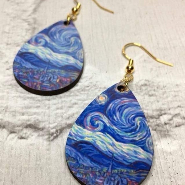 Famous Painting Earrings, Van Gogh, The Starry Night, Novelty Earrings, Fun Earrings, Quirky Earrings, Mothers Day Gifts
