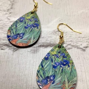 Famous Painting Earrings, Van Gogh, Irises, Novelty Earrings, Fun Earrings, Quirky Earrings, Mothers Day Gift