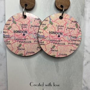 London Map Earrings, London Themed Earrings,The Londoner, ,Statement Earrings, Novelty Earrings , Quirky Earrings, Mothers Day Gifts,