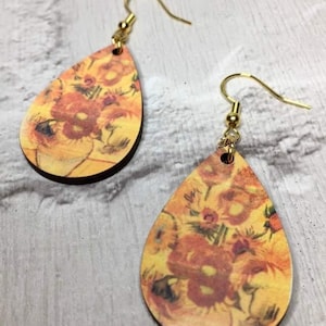 Famous Painting Earrings, Van Gogh, Sunflowers Novelty Earrings, Fun Earrings, Quirky Earrings, Mothers Day Gifts