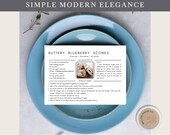 Minimalist Recipe Card Template: Editable CANVA Design (Instant Download)