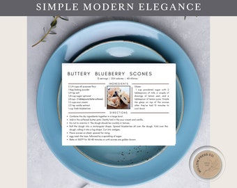 Minimalist Recipe Card Template: Editable CANVA Design (Instant Download)