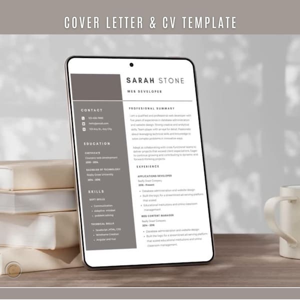 Modern Resume Template: Editable CV Design for Canva (Instant Download)