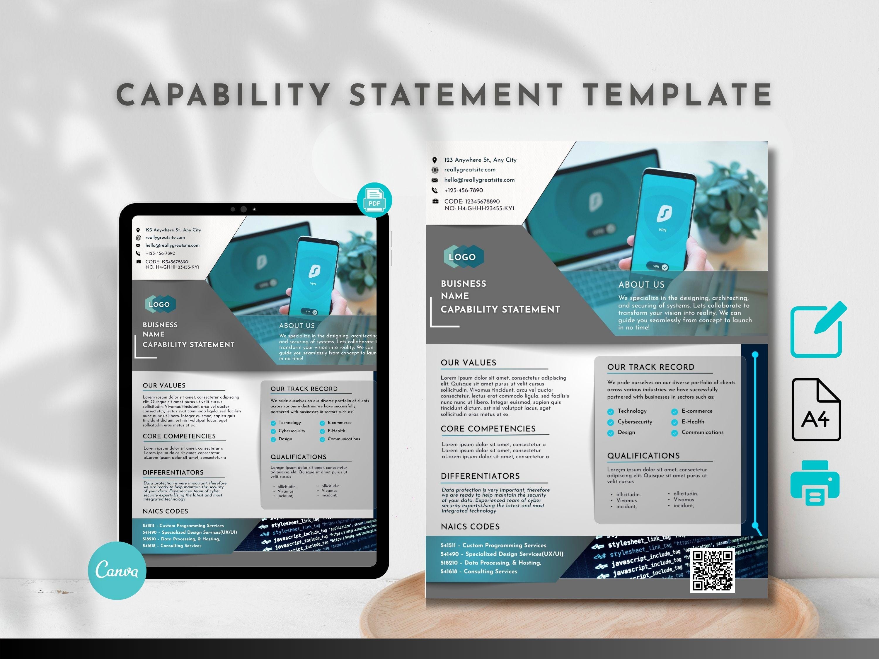 Editable Capability Chart IT Capability Statement Template: Editable Canva Design (instant ...