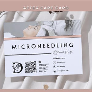 Modelo de cartão de recuperação pós-tratamento, cartão de cuidados posteriores de esteticista editável, modelo de cartão de guia de cuidados posteriores de clínica de cuidados com a pele. Cartão de salão de beleza