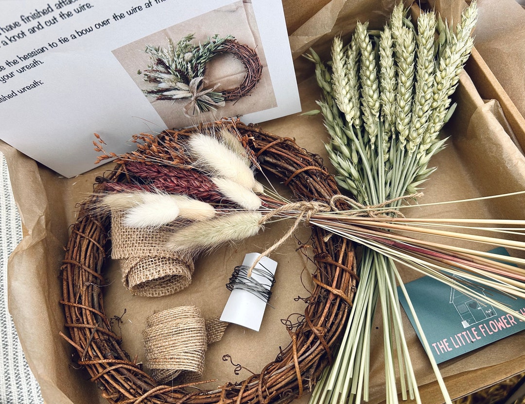 Dried Flower Wreath Making Kit Autumn Decor Neutral Etsy UK
