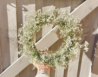 Dried Flower Wreath | Preserved and Dried White Gypsophila Wreath |  Home Decor | Birthday Gift | Gift Idea for Her | Wedding Decor