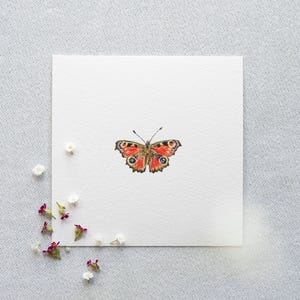 Flying Jewel - Butterfly - Art Print 10 x 10 cm from the Original Miniature Watercolor Small Painting - Nursery Wall Decoration