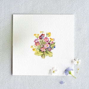 Blumen Symphonie -  Kunstdruck 10x10cm vom Original Miniatur Aquarell - Blumengemälde - Wanddeko - Geschenk