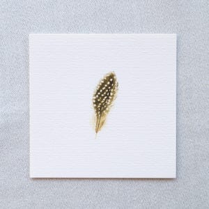 Federkunst - Buntspecht -  Kunstdruck 10x10cm vom Original Miniatur Aquarell - Vogelmalerei - kleines Gemälde Bild Wand Deko
