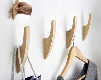 Wall Coat Rack Hangers | Wooden Hooks for Hallway Storage