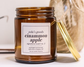 Cozy Apple Candle | Soy Wax Candle | Cinnamon Apple Scented Candle | Handmade Candles | Soy Candle | Amber Jar Candle