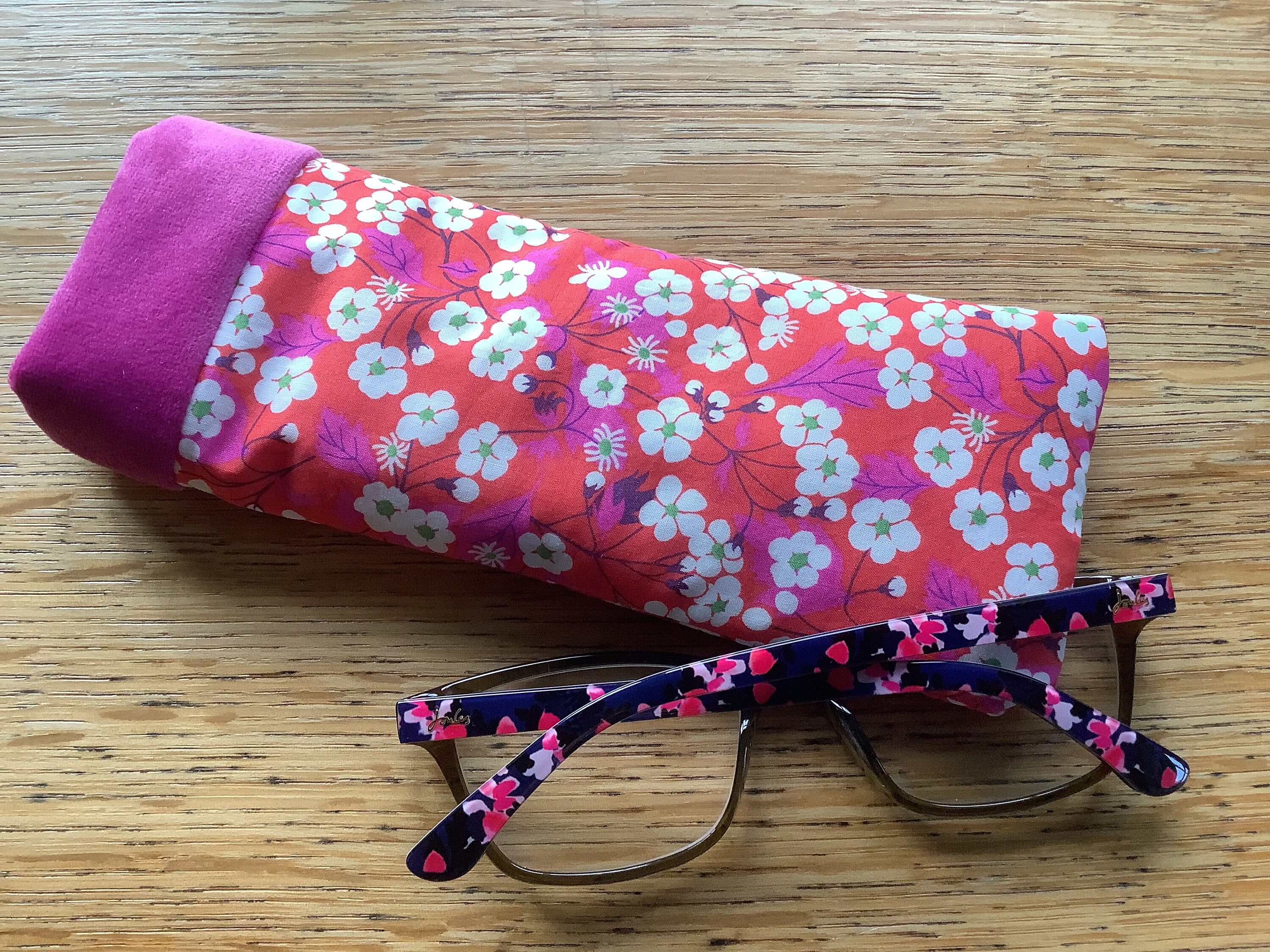 Liberty Print and Velvet Glasses Soft Case, Padded Reading Glasses Case