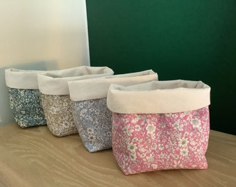 Ditsy floral fabric storage basket, toiletries organiser, craft supplies, beautiful gift bag for treats. Easter, Birthday