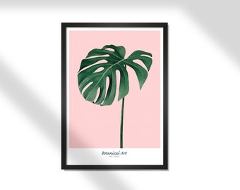 Botanical paint, Botanical Art Print, Monstera, Digital Download, Green Leaves Print,  Leaf Wall Art Plant Poster, Plant Decor, Plant Print