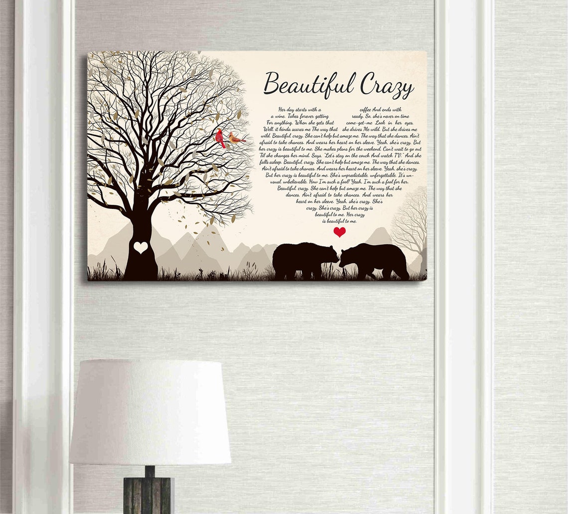 Beautiful Crazy Lyrics Canvas and Poster Luke Combs Music