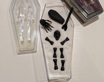 Coffin Zen Garden, Skeleton Garden, Calming, Graveyard,  Halloween Decor, Bones, Skull, Gothic Home Decor, Desk Toy, Goth Zen, Coffin Decor