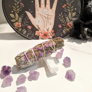 Floral and Sage Bundle, Cleansing Bunch, 4 inch Smoke Cleansing Stick