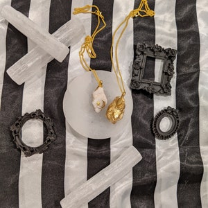 Quartz and Gold Necklace, Crystal Jewelry, Witchy, Stone Necklace, Crystal Necklace, Grounding, Chakra, Metaphysical, Star, Celestial. Moon