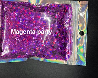 Magenta party holographic metallic glitter