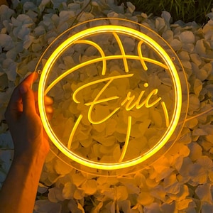 Custom Name Neon Sign For Kids, Basketball Neon Sign Custom 3D Engrave Sign Bedroom Decor Kids Room Decor Gift For Kids, Birthday Gift