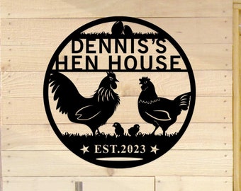 Custom Metal Chicken Coop Sign, Custom Metal Chicken Sign, Custom Metal Chicken Farm Signs, Custom Family Name Metal Sign, Hen House Sign