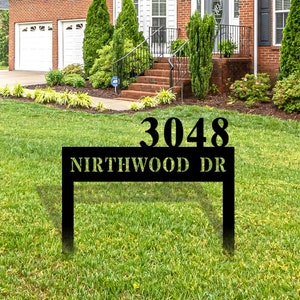 Lawn Address Sign, Custom Address Sign for Yard, Metal Address Sign with Stake, Address Sign, House Number Sign for Yard, Address Sign Lawn
