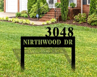 Lawn Address Sign, Custom Address Sign for Yard, Metal Address Sign with Stake, Address Sign, House Number Sign for Yard, Address Sign Lawn