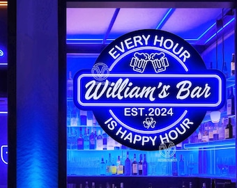 Custom Bar Neon Sign, Beer Led Light Sign Wall Decor Business Sign, Fathers Day Gifts, Bar Decor, Gift for Dad, Bar Sign, Personalized Gift
