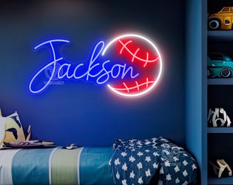 Custom Name Neon Sign For Kids, Baseball Neon Sign Custom Neon Sign Bedroom Decor Kids Room Decor Gift For Kids,Birthday Party Gift